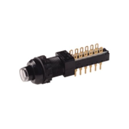 C&K Components Pushbutton Switch, 4Pdt, Alternate, 0.5A, 30Vdc, Solder Terminal, Through Hole-Right Angle F4UEE